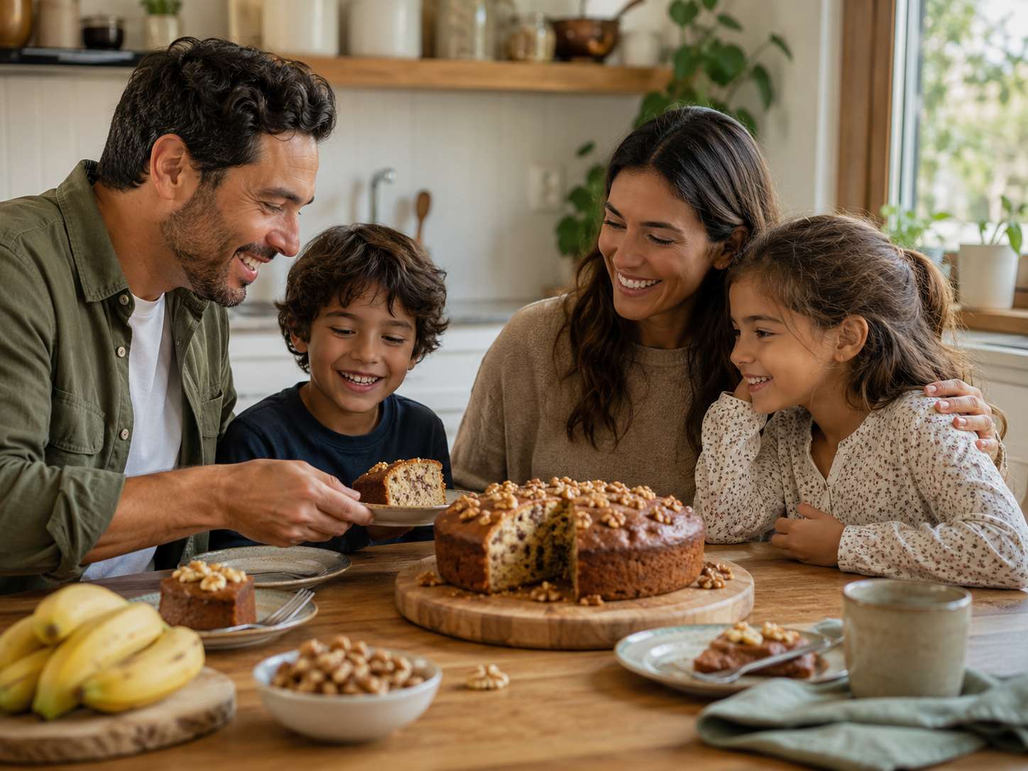 Plátano y nueces: la combinación que convierte un bizcocho casero en algo especial