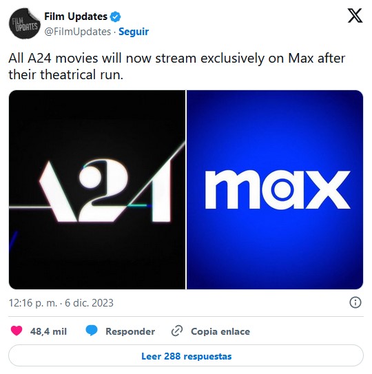 A24 y MAX: Todas las películas del estudio llegan al streaming